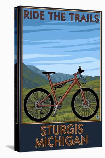 Sturgis, Michigan - Mountain Bike Scene - Ride the Trails-Lantern Press-Stretched Canvas