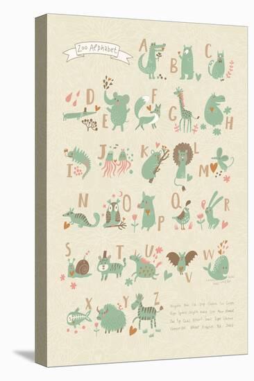 Stylish Zoo Alphabet in Vector. Lovely Animals with English Letters and Names. Best Abc-Poster in S-smilewithjul-Stretched Canvas
