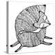 Stylized Fox. Forest Animals. Cute Fox. Line Art. Black and White Drawing by Hand. Graphic Arts. Ta-In Art-Stretched Canvas