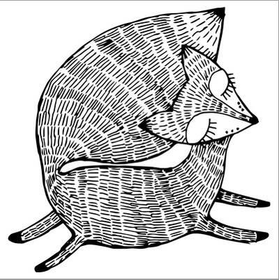 Stylized Fox. Forest Animals. Cute Fox. Line Art. Black and White Drawing by Hand. Graphic Arts. Ta' Art Print - In Art Stylized Fox. Forest Animals. Cute Fox. Line Art. Black and White Drawing by Hand. Graphic Arts. Ta' Art Print - In Art