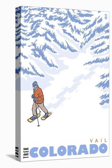 Stylized Snowshoer, Vail, Colorado-Lantern Press-Stretched Canvas