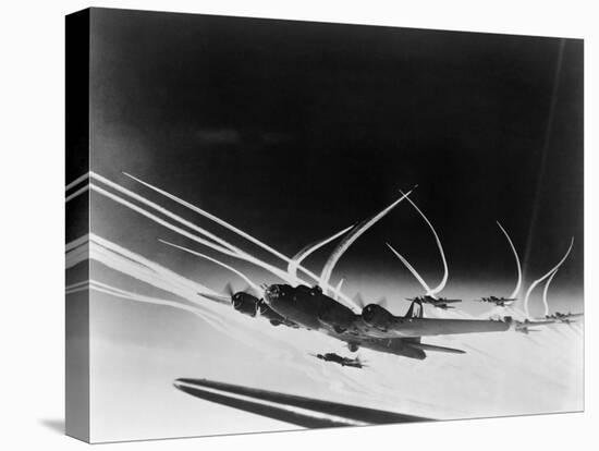 Sub-Stratospheric Vapor Trails of B-17 Flying Fortresses of the U.S. Army 8th Air Force-null-Stretched Canvas