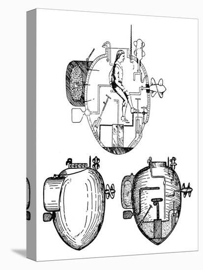 Submarine: Turtle, 1776-null-Premier Image Canvas