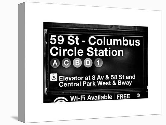 Subway Station Signs, 59 Street Columbus Circle Station, Manhattan, NYC, White Frame-Philippe Hugonnard-Stretched Canvas
