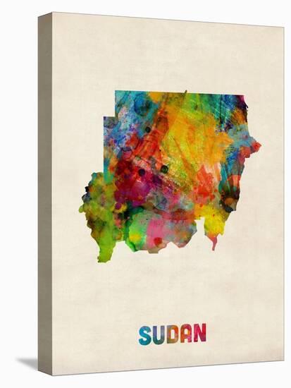 Sudan Watercolor Map-Michael Tompsett-Stretched Canvas