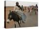 Sudanese Women Ride Donkeys at the Entrance of the Zamzam Refugee Camp-null-Premier Image Canvas