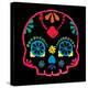 Sugar Skull Velvet III-Rosa Mesa-Stretched Canvas