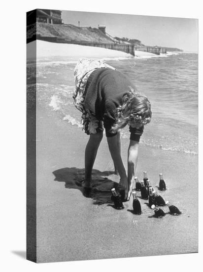 Summer at Cape Cod: Bottles of Coca Cola Buried in the Surf to Keep Them Cool-Alfred Eisenstaedt-Premier Image Canvas