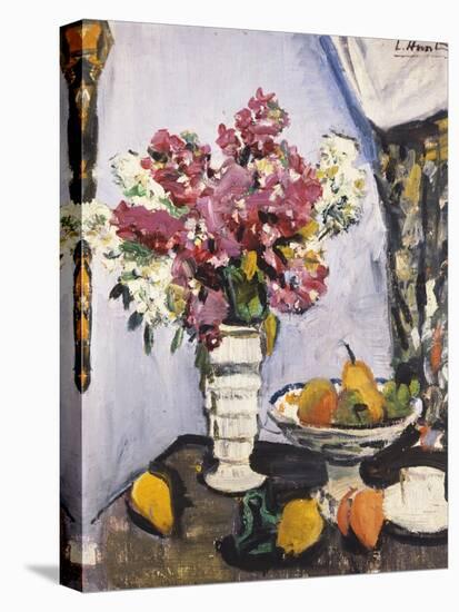 Summer Blossom and a Bowl of Fruit, with a Cup and Saucer-George Leslie Hunter-Premier Image Canvas