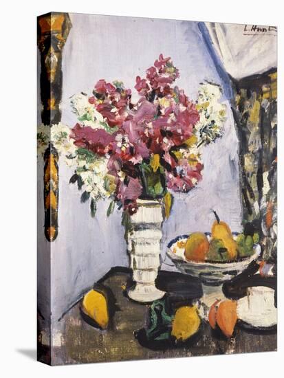 Summer Blossom and a Bowl of Fruit, with a Cup and Saucer-George Leslie Hunter-Premier Image Canvas