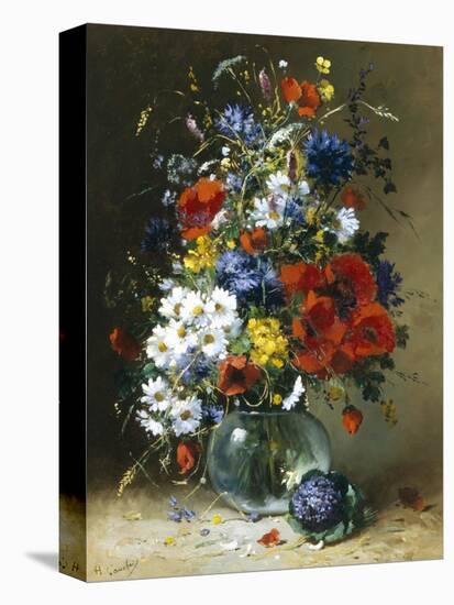 Summer Flowers in a Glass Vase-Eugene Henri Cauchois-Premier Image Canvas