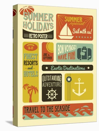 Summer Holidays Poster - Retro Style Summer Poster-LanaN.-Stretched Canvas
