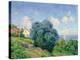 Summer Landscape with Lilac Bush, House and Sailing Boat-Thorolf Holmboe-Stretched Canvas