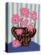 Summer Stripe and Pink Flowers-Miho Art Studio-Premier Image Canvas