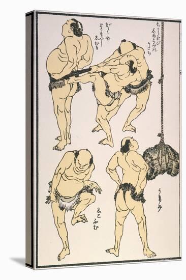 Sumo Wrestlers, 1817-Katsushika Hokusai-Premier Image Canvas