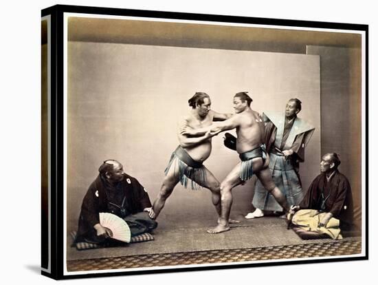 Sumo Wrestlers, c.1870-80-Felice Beato-Premier Image Canvas