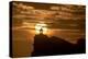 Sun aligned with the silhouette of the lighthouse of Luarca, Asturias, Spain, Europe-Francesco Fanti-Premier Image Canvas