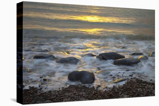 Sun Reflecting on Sea Surface with Rocks on Beach, Scotland, UK, June 2009-Mu?oz-Premier Image Canvas