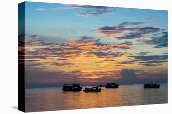 Sun sets over scuba diving boats in Koh Tao, Thailand, Southeast Asia, Asia-Logan Brown-Premier Image Canvas