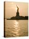 Sun Setting Behind the Statue of Liberty on a Summer Evening-John Nordell-Premier Image Canvas