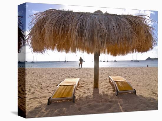 Sun Umbrella on Reduit Beach, Rodney Bay, St.. Lucia, Windward Islands, West Indies-null-Premier Image Canvas