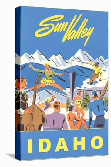 Sun Valley, Idaho, Graphic of Winter Resort Activities-null-Stretched Canvas