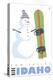 Sun Valley, Idaho, Snowman with Snowboard-Lantern Press-Stretched Canvas