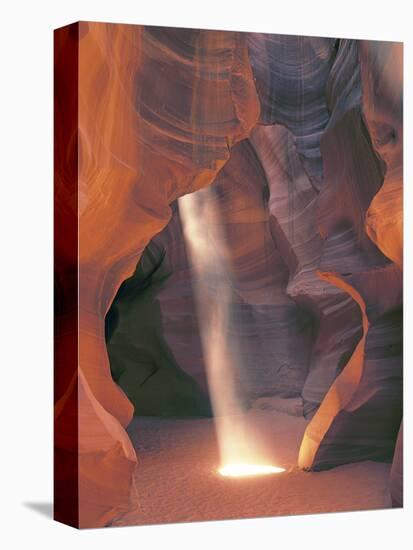 Sunbeam Illuminates Sandy Floor and Sandstone Walls of a Slot Canyon, Antelope Canyon, Page-Dennis Flaherty-Premier Image Canvas