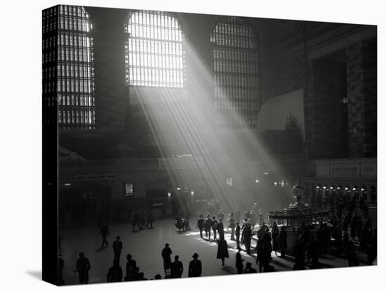 Sunbeams Shining into Grand Central Station, NYC-Philip Gendreau-Stretched Canvas