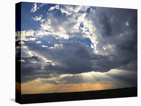 Sunbeams Streaming through Clouds, Masai Mara Game Reserve, Kenya-Adam Jones-Premier Image Canvas