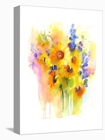 Sunflowers and Delphinium, 2016-John Keeling-Premier Image Canvas