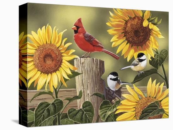 Sunflowers and Songbirds-William Vanderdasson-Premier Image Canvas