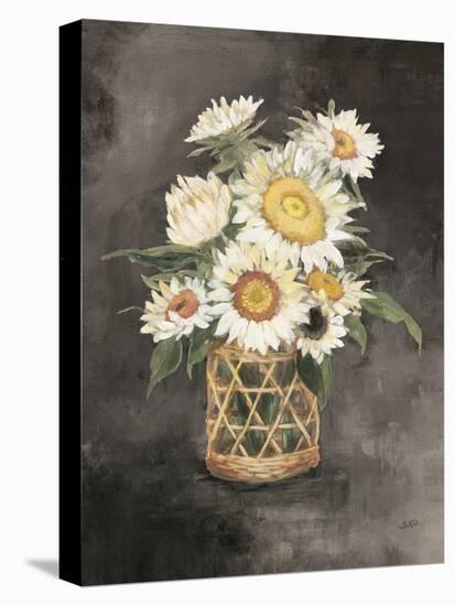 Sunflowers in Rattan Black Crop-Julia Purinton-Stretched Canvas