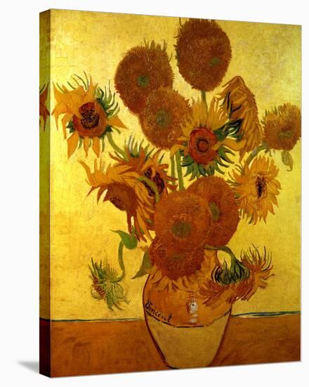 Sunflowers on Gold, 1888-Vincent van Gogh-Stretched Canvas