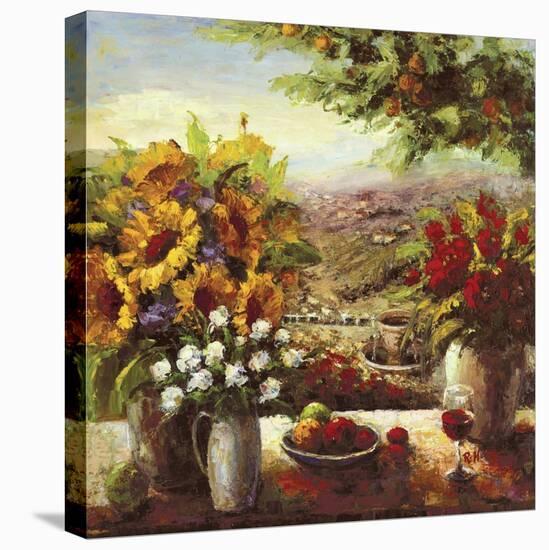 Sunflowers With Fruit And Wine I-null-Stretched Canvas