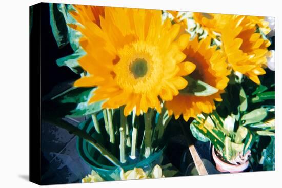 Sunflowers With Paint Effect-null-Stretched Canvas