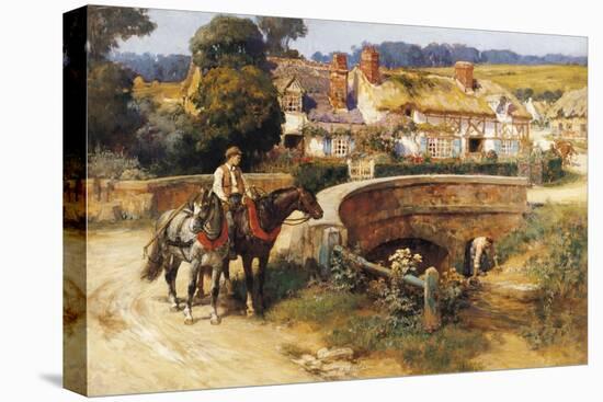 Sunlit Cottages by the Bridge-Frederick Arthur Bridgman-Premier Image Canvas