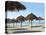 Sunny Beach and Palapas-Randy Faris-Premier Image Canvas