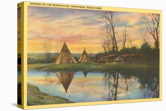 Sunrise on the Reservation, Tepees-null-Stretched Canvas