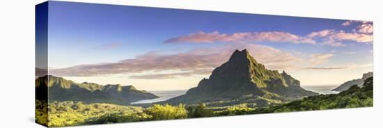 Sunrise over Mt Rotui, Opunohu Bay and Cook's Bay, Moorea, French Polynesia-Matteo Colombo-Premier Image Canvas