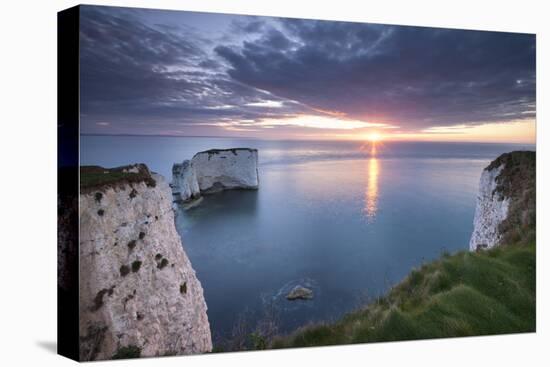 Sunrise over Old Harry Rocks, Jurassic Coast, Dorset, England. Spring-Adam Burton-Premier Image Canvas