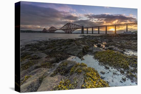 Sunrise through Forth Rail Bridge, UNESCO World Heritage Site, Edinburgh, Scotland-Andrew Sproule-Premier Image Canvas