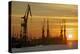 Sunset Above the Elbe with the Scenery of the Shipyard Cranes in the Swimming Dock-Uwe Steffens-Premier Image Canvas