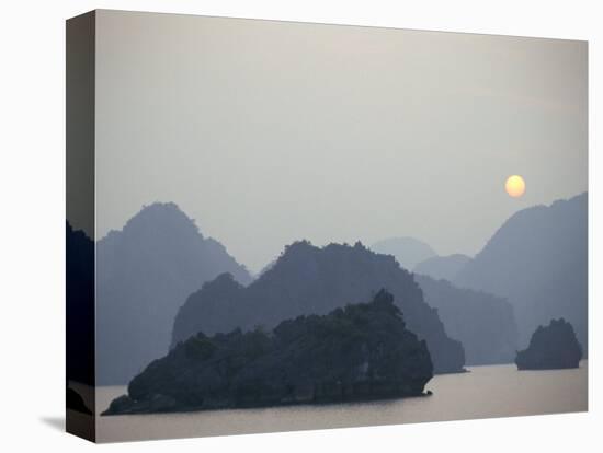Sunset Against Limestone Grotto Islands, Halong Bay, Vietnam, Indochina, Southeast Asia-Alison Wright-Premier Image Canvas