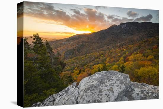 Sunset and autumn color at Grandfather Mountain, located on the Blue Ridge Parkway, North Carolina,-Jon Reaves-Premier Image Canvas