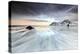 Sunset and Hikers on Skagsanden Beach Surrounded by Snow Covered Mountains-Roberto Moiola-Premier Image Canvas