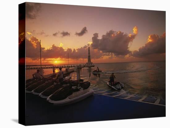 Sunset and Jet Skis, Cancun, Mexico-Walter Bibikow-Premier Image Canvas