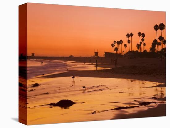 Sunset at Corona Del Mar Beach, Newport Beach, Orange County, California, United States of America,-Richard Cummins-Premier Image Canvas