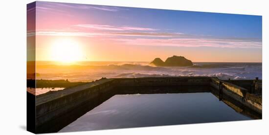 Sunset at Sutro Baths with water reflection in San Francisco with Pacific Ocean waves breaking-David Chang-Premier Image Canvas