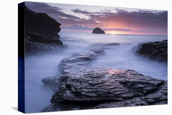 Sunset at Trebarwith Strand, North Cornwall, UK-Ross Hoddinott-Premier Image Canvas